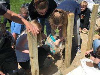 Sand going in base